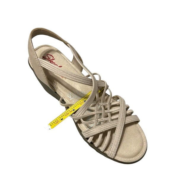 Skechers Memory Foam Multi Gore Sling Back Wedge Strappy Beige Sandals Sz 7.5? - Picture 13 of 16